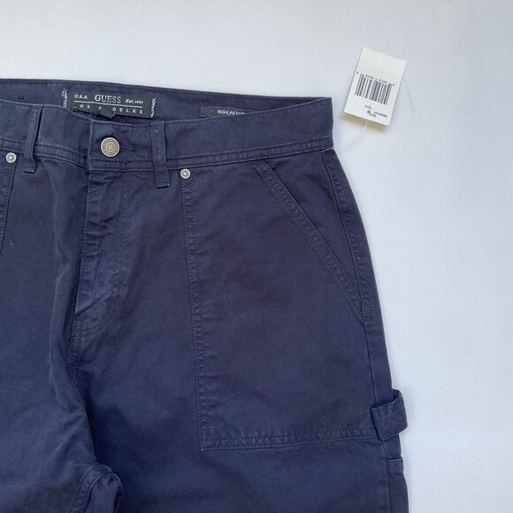 Guess Men’s Regular Tapered Carpenter Pants Relax Fit In Navy Blue Size 31 - Picture 7 of 12